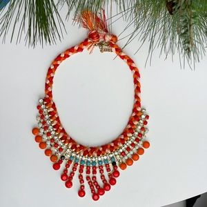 Panacea Cache orange red Braided Statement Necklace